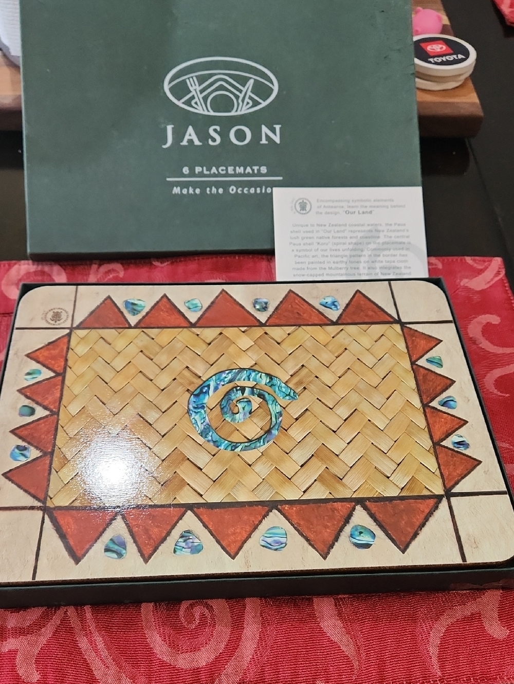 Jason 6 Placemat Cork Bottom with The Pauna Shell Spiral Shape-NEW